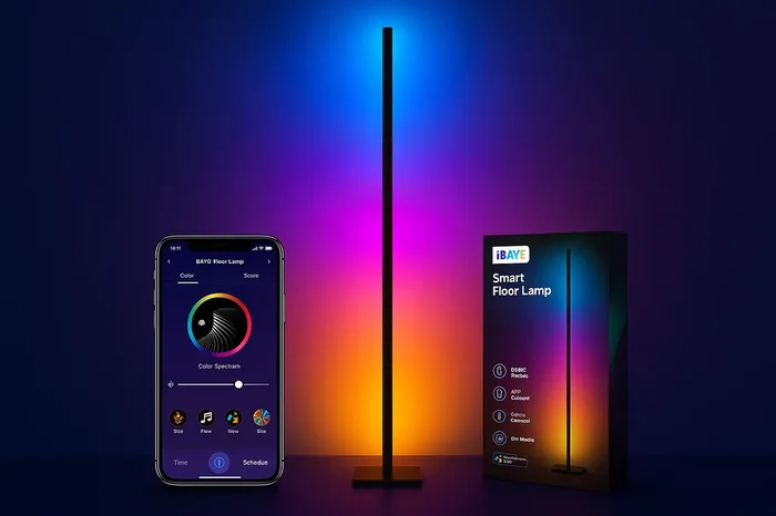 Smart LED Floor Lamp – RGB Corner Lamp with Music Mode & DIY Options