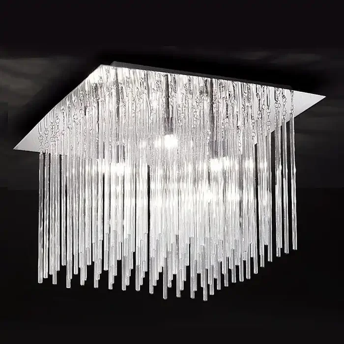 Smooth Glass Rod 500mm Square 8 Light Flush (0194CARFL20938)