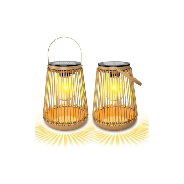 Solar Hanging Garden Lights Outdoor 2 Pack – Decorative IP65 Waterproof Metal Lanterns for Patio, Yard, Porch, Lawn, Courtyard – Retro Solar Ornaments Gift for Mom, Women, Grandma