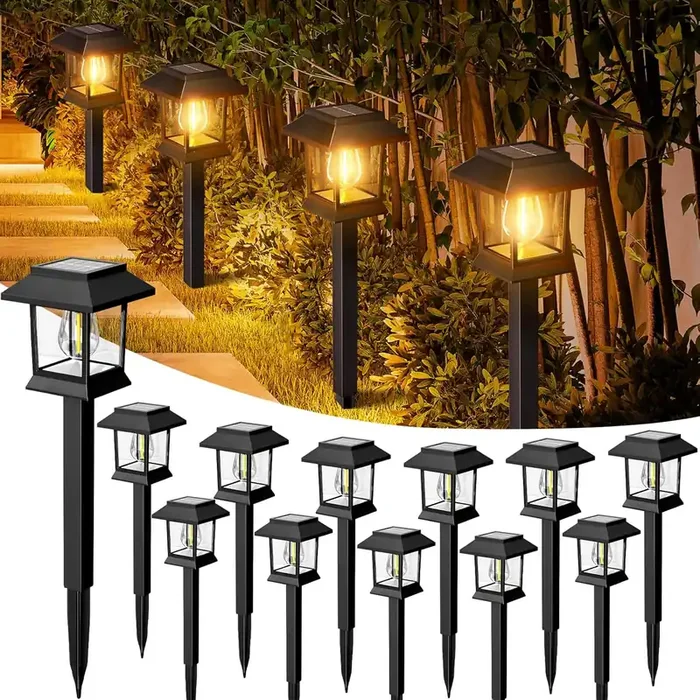 Solar Lights Outdoor Garden, 12 Pack Solar Stake Lights Garden Lights Solar Powered Waterproof,Auto On/Off Solar Path Lights for Pathway Yard Patio Landscape