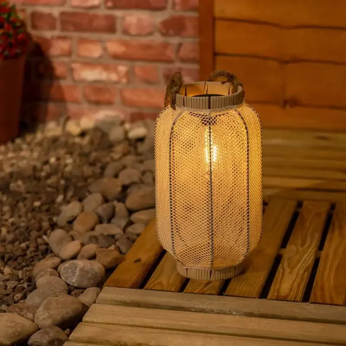 Solar Natural Colour Mesh Lantern with Rope Handle