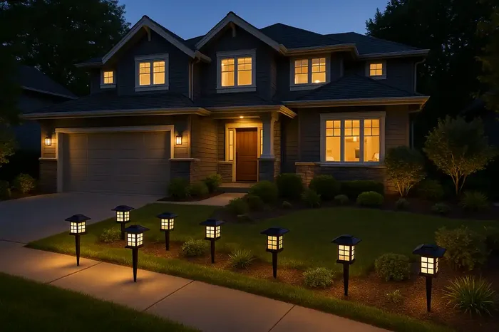Solar-powered garden lights with auto on/off for yard and patio