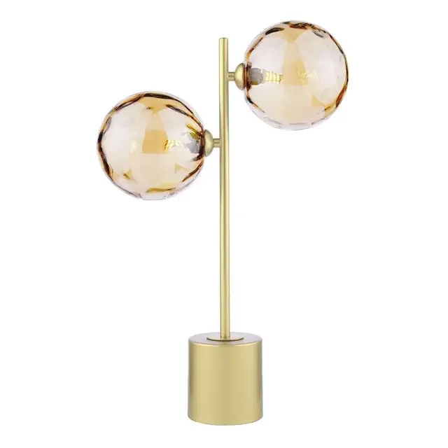 Spiral 2 Light Matt Gold with Champagne Dimpled Glass Table Lamp