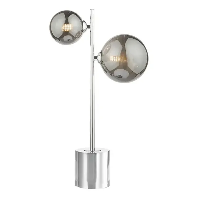 Spiral 2 Light Polished Chrome with Smoked Glass Table Lamp