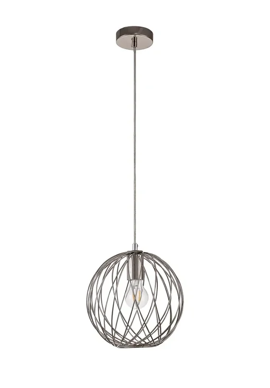 Spiro Single 25cm Sphere Pendant, 1 x E27, Polished Nickel