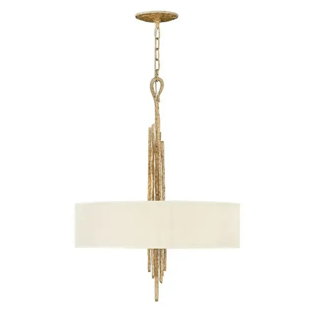Spyre 6 Light Champagne Gold with White Shaded Pendant Light