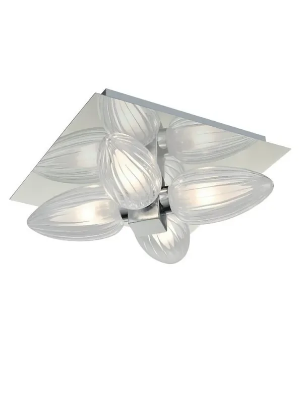 Square 4 Light Chrome IP44 Bathroom Ceiling Light Fitting