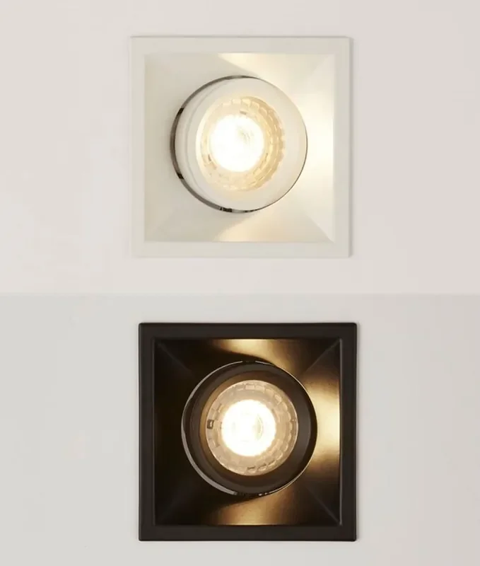 Square Low Glare Tilt Recessed Downlight – White or Black
