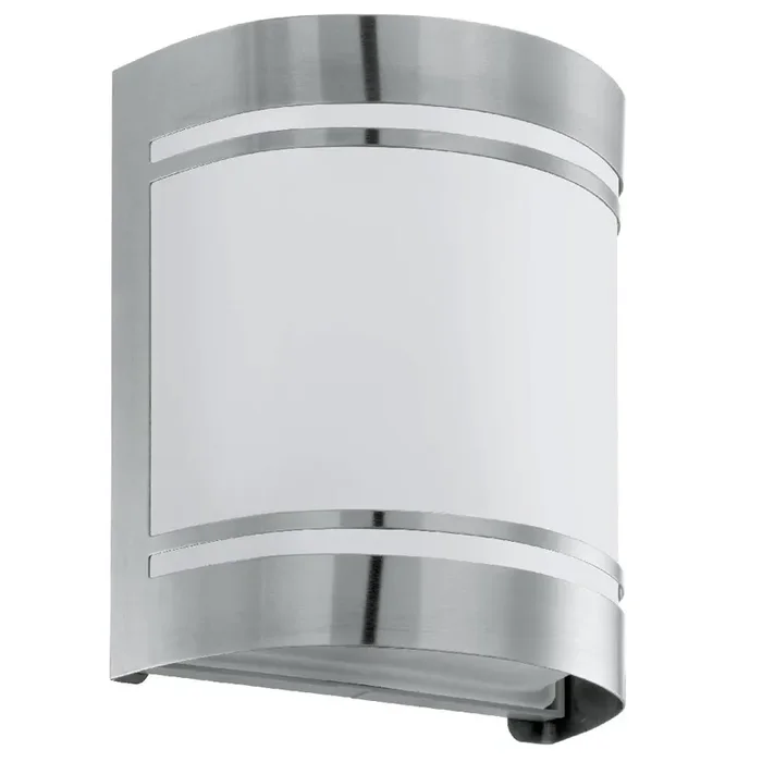 Stainless Steel Outdoor & Satin Glass Modern Curved Flush Wall Light IP44