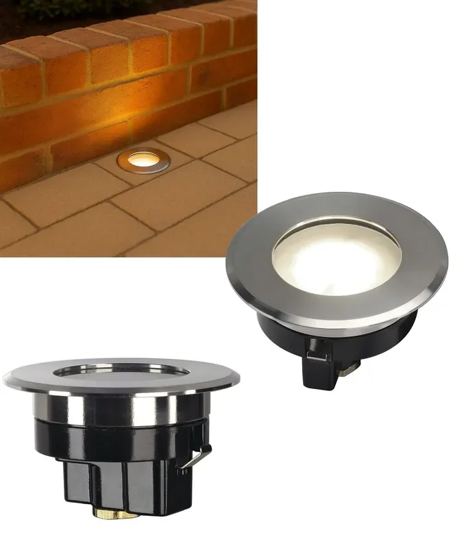 Straight to Mains 8cm Compact Stainless Steel LED Ground Light IP67