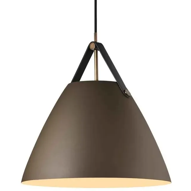 Strap 36 Beige with Black Leather Strap Detail Pendant Light