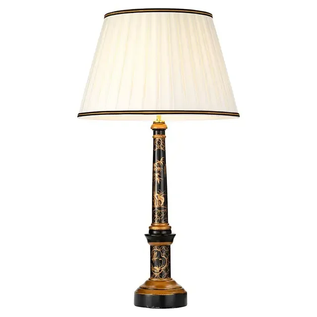 Strasbourge Black and Gold with Ivory Shade Table Lamp