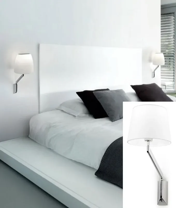 Swing Arm Polished Chrome Wall Light – White Shade