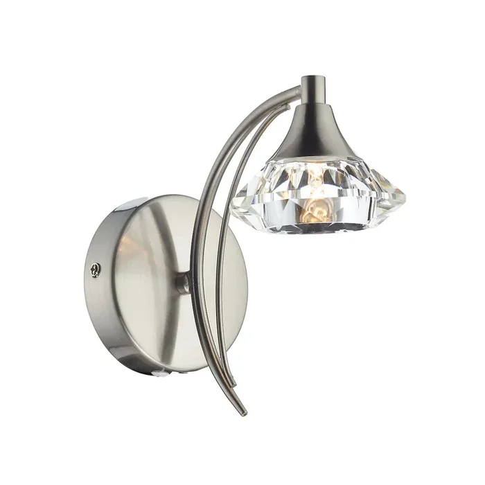 Switched Single Wall Bracket Satin Chrome Crystal (0183LUT0746)