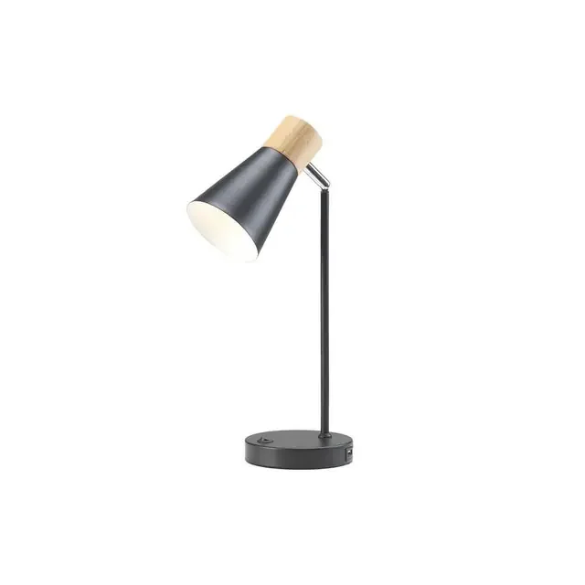 Sylva Black with USB and Adjustable Head Table Lamp