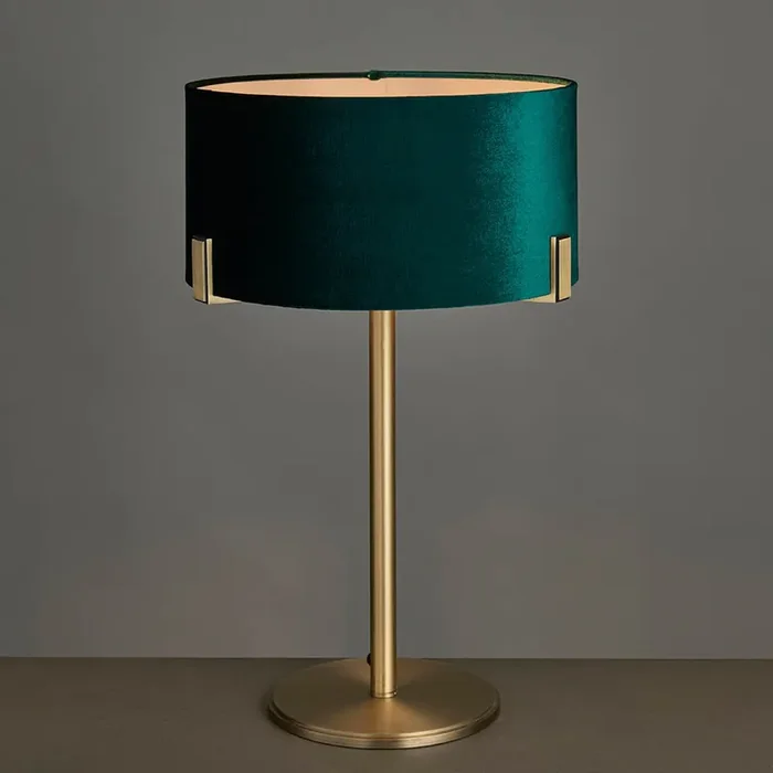 Table Lamp in Antique Brass with Green Velvet Shade (0711HAY95837)
