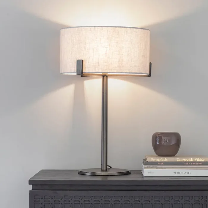 Table Lamp in Brushed Bronze with Natural Linen Shade (0711HAY72631)