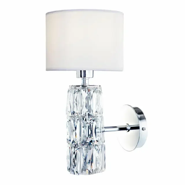 Talento Chrome and Glass Crystal with White Shade Wall Light