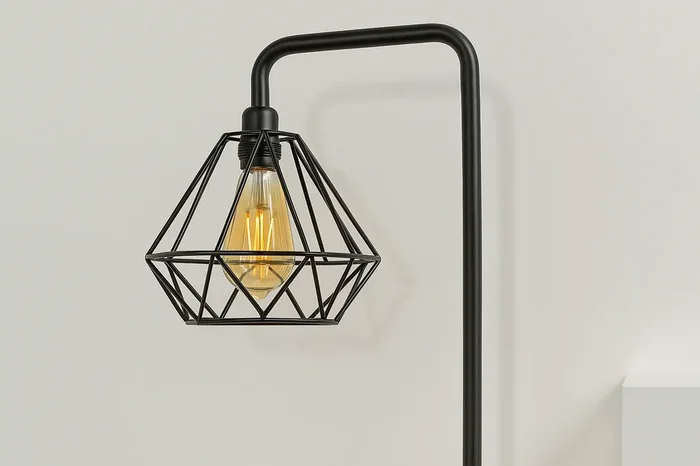 Tall Industrial Standard Floor Lamp – Marble Base, Metal Retro Shade