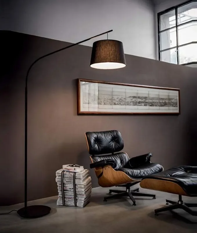 Tall Long Reach Floor Lamp with Fabric Shade – Height 1.97m