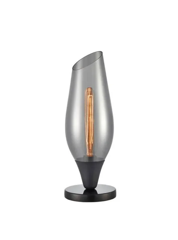 Taper Matt Black with Smoky Glass Table Lamp