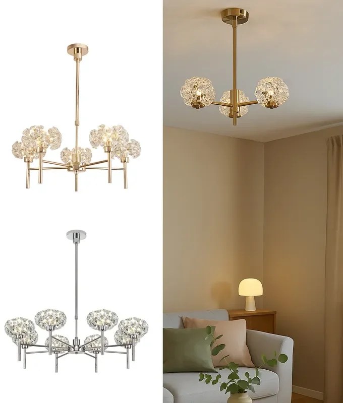 Telescopic Chandeliers with Crystal Shades – 3 Sizes