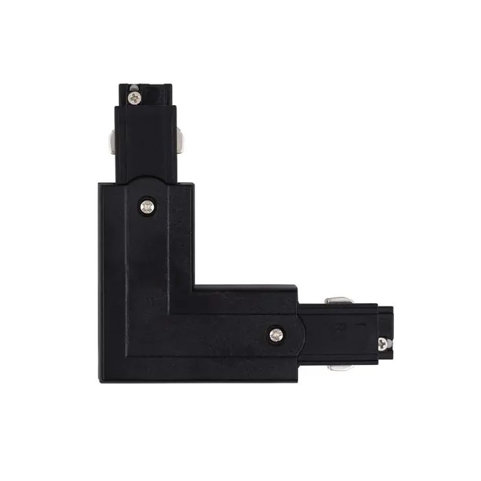 Three Circuit Track Light Right Side L Shaped Connector – Black – Online Lighting