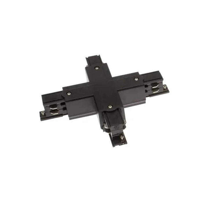 Three Circuit Track Light X Shaped Connector – Black – Online Lighting