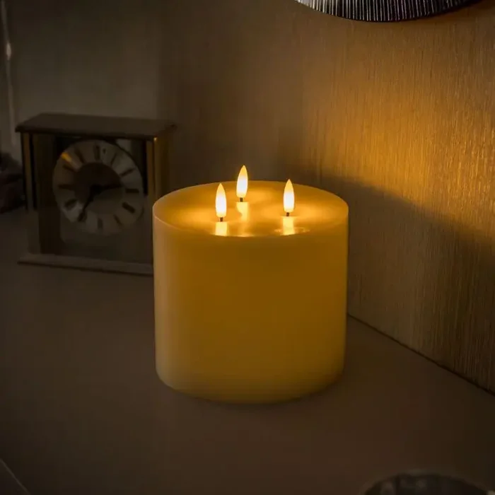 Three Wick Flickering LED Candle with Remote Control