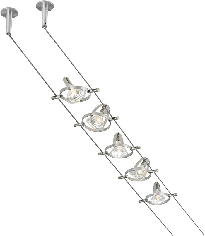 Tiella 800CBL5PN-LED, Accent Electronic Low Volt Surface Track Lighting Kit, LED Bulb Compatible, Nickel