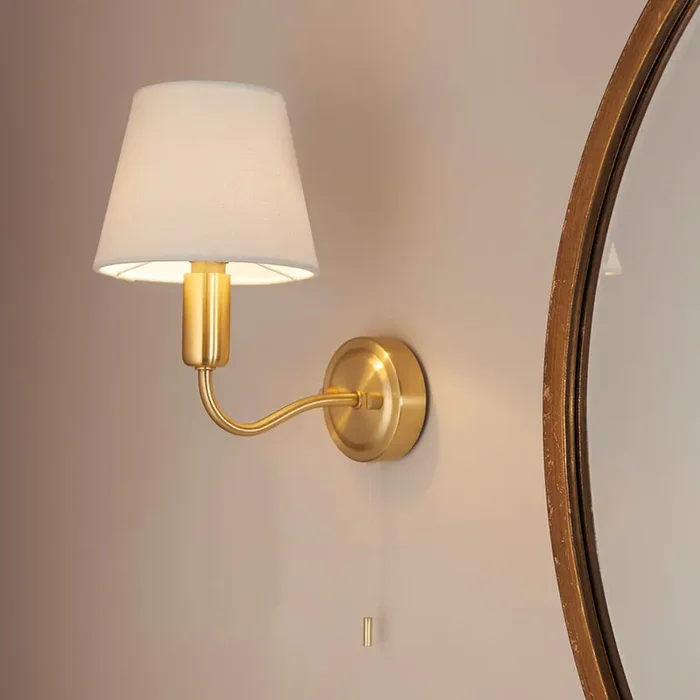 Timeless Modern Wall Light in Satin Brass with Ivory Shade (0711CON93852)