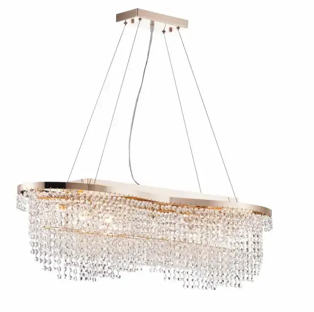 Toils 7 Light Polished Gold and Crystal Pendant Light