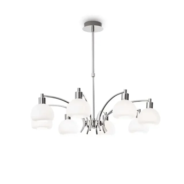 Tokyo SP8 8 Light Chrome with White Opal Diffuser Pendant Light