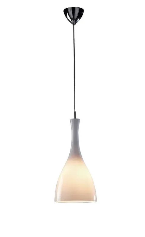 Tone White Glass and Polished Chrome Pendant Light