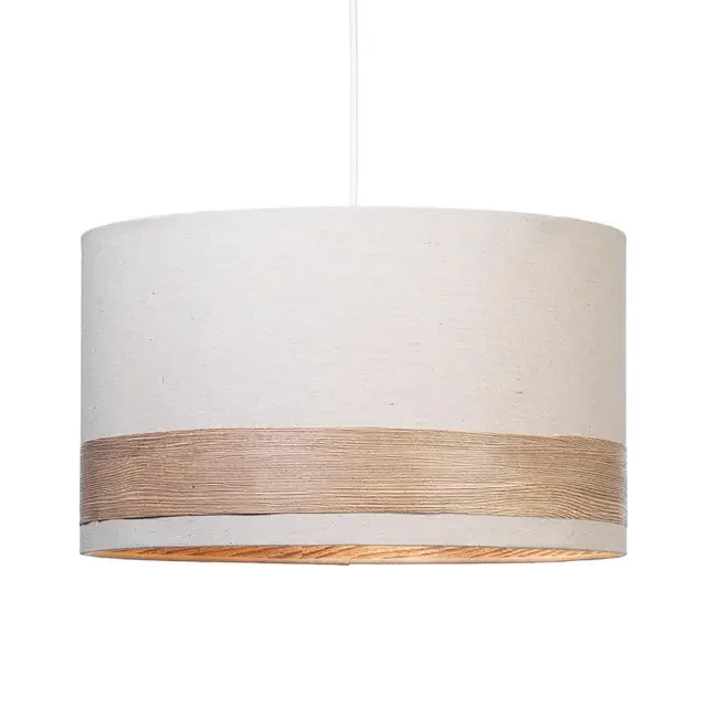 Torri White with Wood Effect Non Electric 40cm Easy Fit Pendant Light