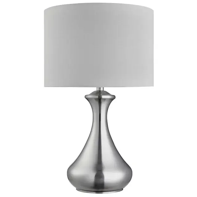Touch Lamp Satin Silver with White Shade