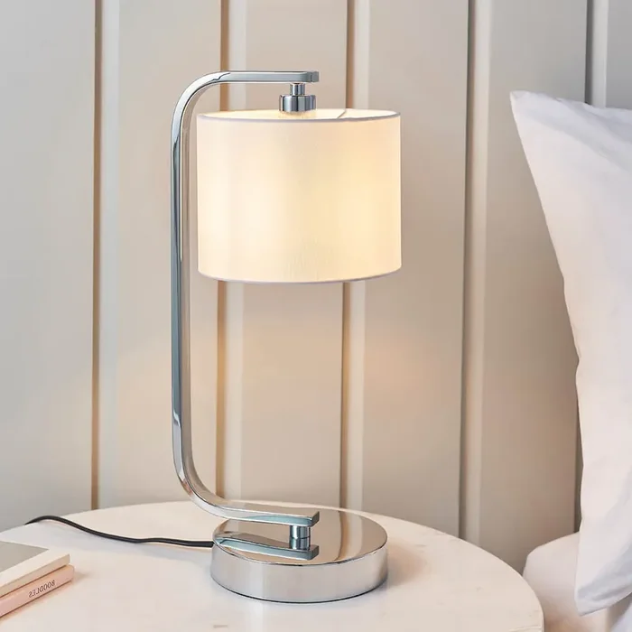 Touch Table Lamp – Polished Chrome with White Shade (0711CANTLCH)