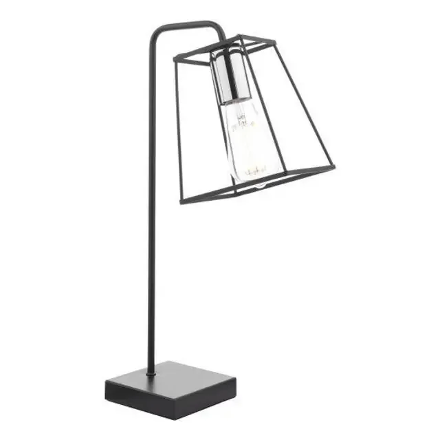 Tower Matt Black and Polished Chrome Table Lamp