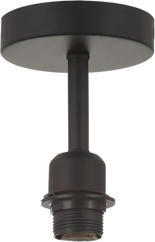 Traditional Matt Jet Black Ceiling Light Fitting Industrial Pendant Holder E27 Lamp Base for Shades 12cm x 17cm