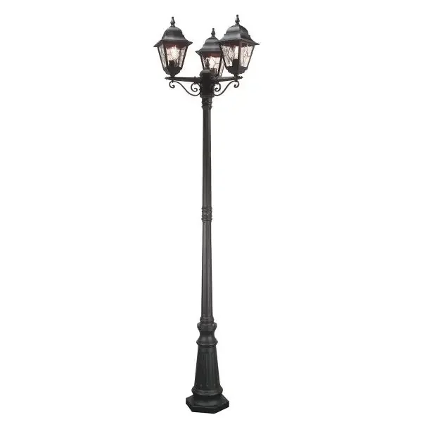 Traditional outdoor 3 light tall post – 2.3m height – Black (0178NORNR8)