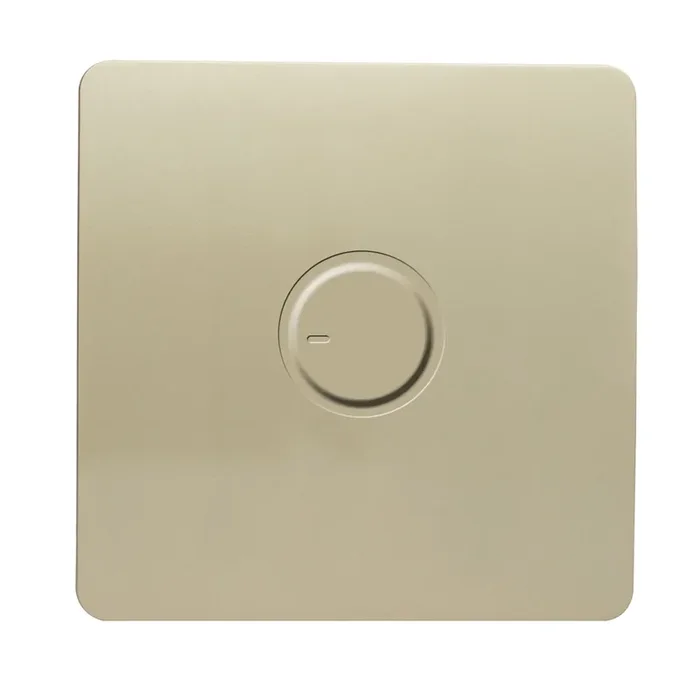 Trendi, Artistic Modern 1 Gang 1 Way Dimmer Switch, 200W (NOT LED) Champagne Gold Finish, BRITISH MADE, (35mm Back Box), 5yrs Wrnty • ART-DMGO