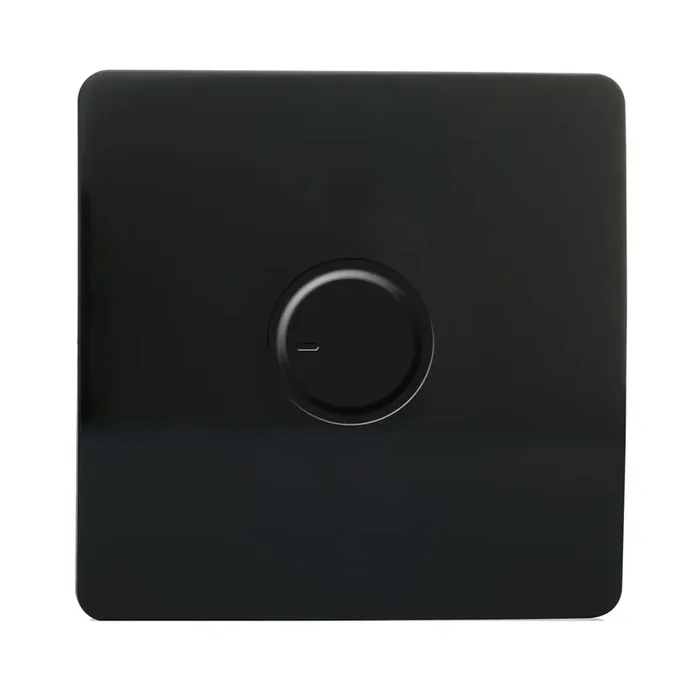 Trendi, Artistic Modern 1 Gang 1 Way Dimmer Switch, 200W (NOT LED) Gloss Black Finish, BRITISH MADE, (35mm Back Box), 5yrs Warranty • ART-DMBK
