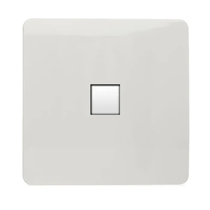 Trendi, Artistic Modern 1 Gang RJ11 Telephone Gloss White Finish, BRITISH MADE, (35mm Back Box Required), 5yrs Warranty • ART-TLPWH