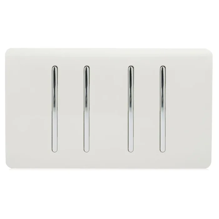 Trendi, Artistic Modern 4 Gang (3x 2 Way 1x 3 Way Intermediate Twin Plate) Gloss White Finish, BRITISH MADE, (25mm Back Box Required), 5yrs Warranty • ART-SS2229WH