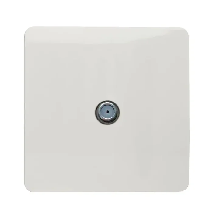 Trendi, Artistic Modern F-Type Satellite 1 Gang Gloss White Finish, BRITISH MADE, (25mm Back Box Required), 5yrs Warranty • ART-SATWH