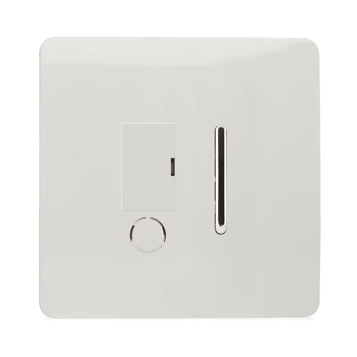 Trendi, Artistic Modern Switch Fused Spur 13A With Flex Outlet Gloss White Finish, BRITISH MADE, (35mm Back Box Required), 5yrs Warranty • ART-FSWH