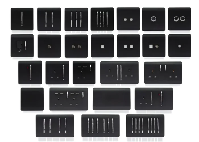 Trendi, Artistic Modern TV Co-Axial & PC Ethernet Matt Black Finish, BRITISH MADE, (35mm Back Box Required), 5yrs Warranty • ART-TV+PCMBK