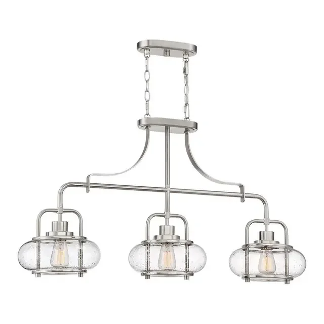 Trilogy Island 3 Light Brushed Nickel Bar Pendant Light