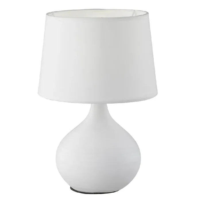 Trio R50371001 White Ceramic Vintage Retro Table Lamp with White Shade 29cm