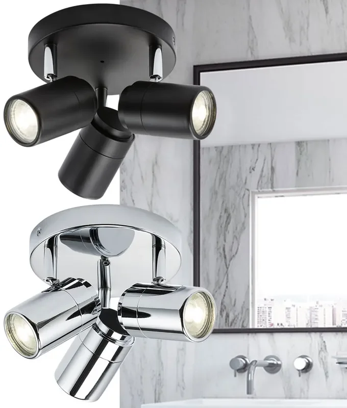 Triple Adjustable Round Spot Plate – Matt Black or Chrome – IP44